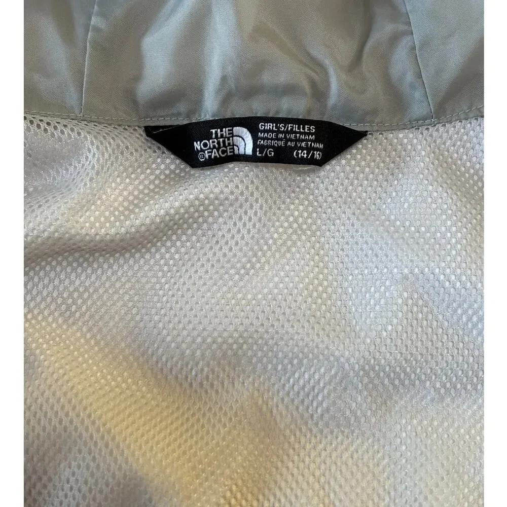 The North Face Girls Gray Full‎ Zip Windbreaker DryVent Hooded Jacket 14/16